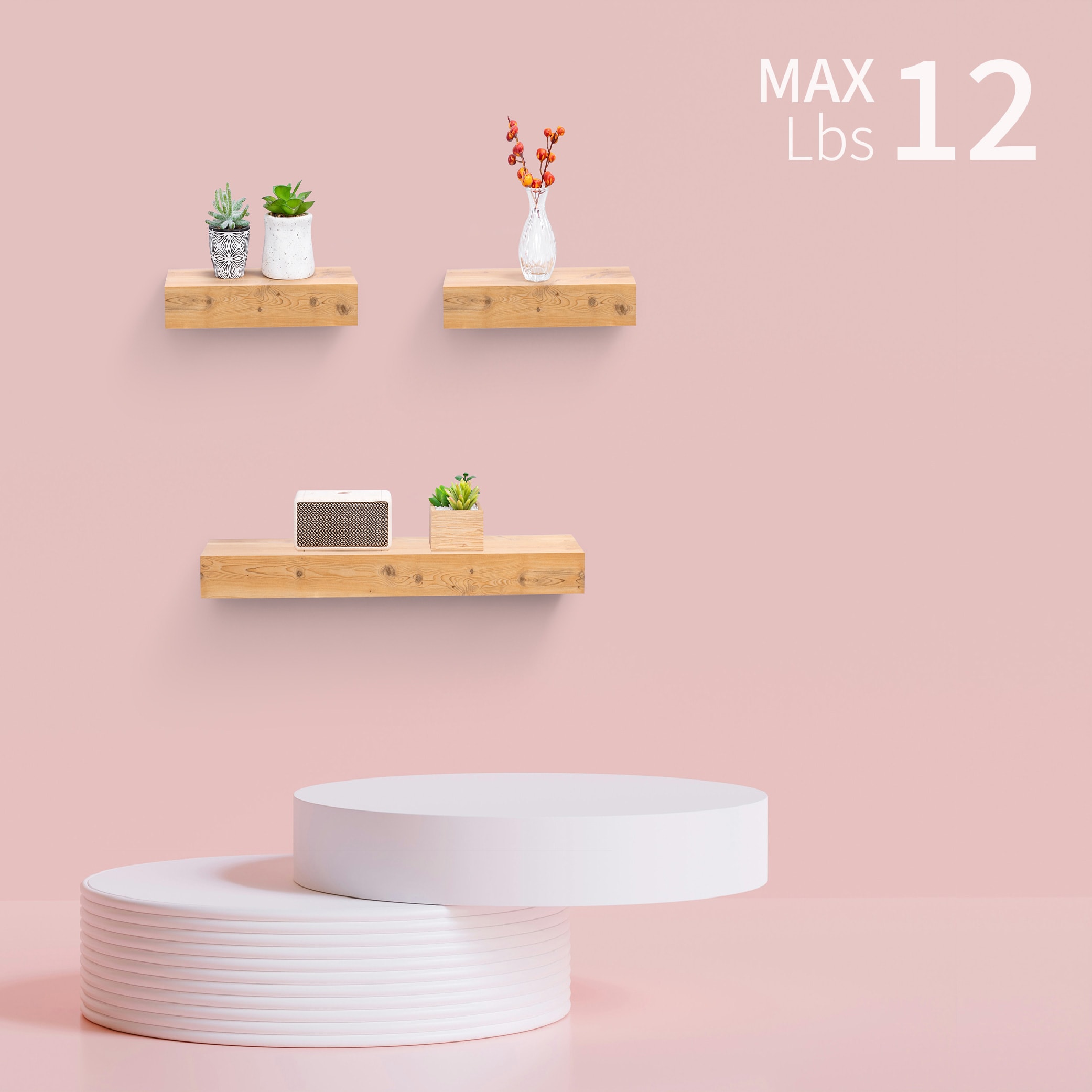 Floating Shelves 23.6" Wall Mounted Wood Shelves For Bathroom, Bedroom, Living Room, Kitchen, Hanging Shelf For Books/Storage/Decor With Invisible Brackets, Maple_maomaolike.com